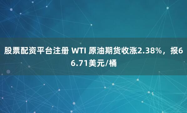 股票配资平台注册 WTI 原油期货收涨2.38%，报66.71美元/桶
